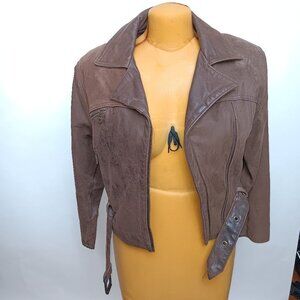 Vintage Genuine Leather Motorcycle Bomber Coat brown Jacket Women’s Medium 90s